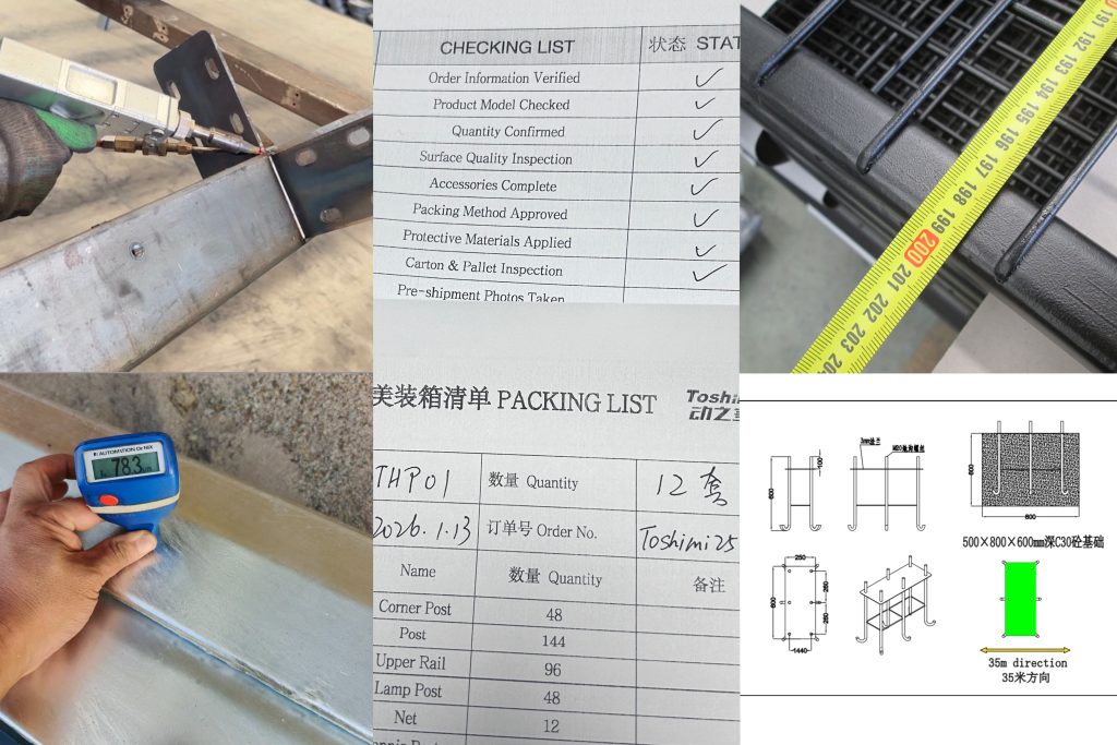 padel court structure manufacturing and inspection