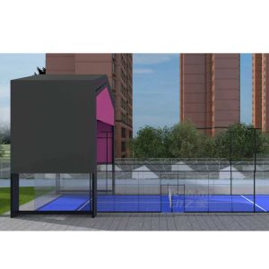 retractable padel court roof sliding canopy open and closed