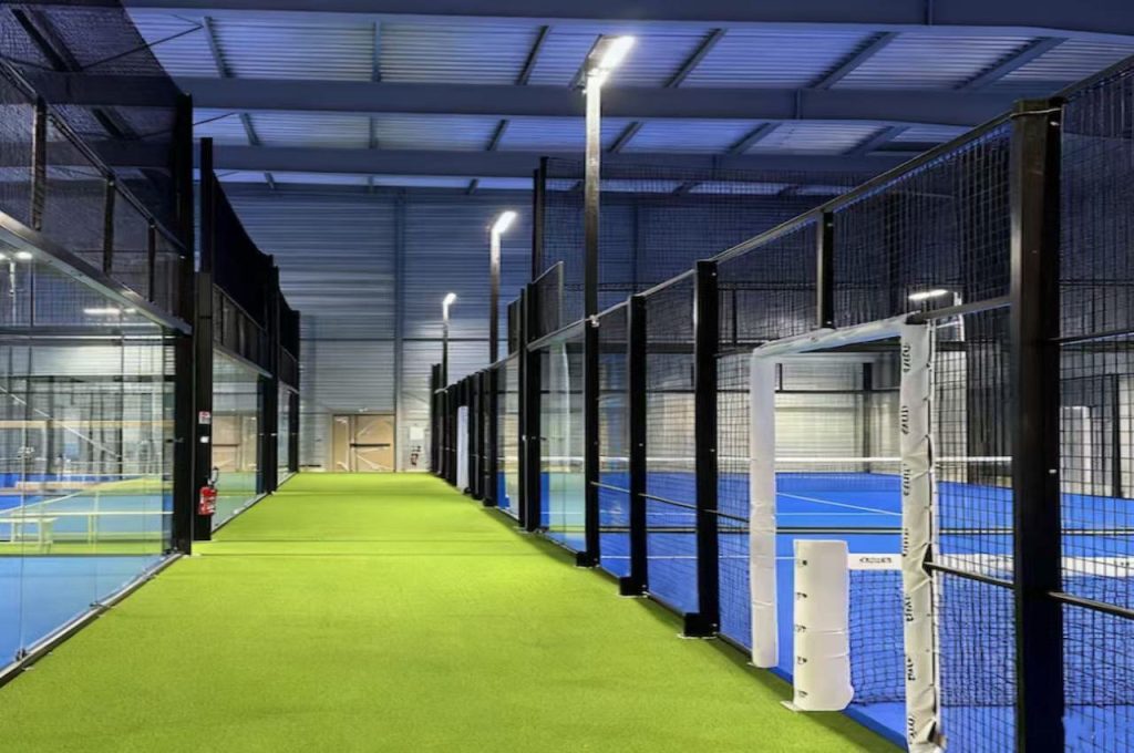 indoor steel padel court with panoramic design and high strength structure for commercial use